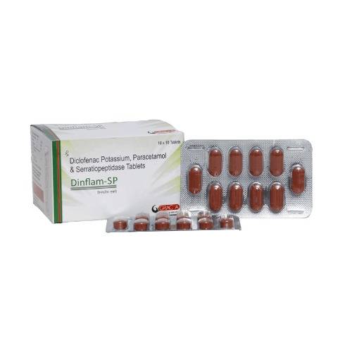 Diclofenac Potassium 50mg, Paracetamol 325mg, Serratiopeptidase 10mg Tablet-DINFLAM-SP